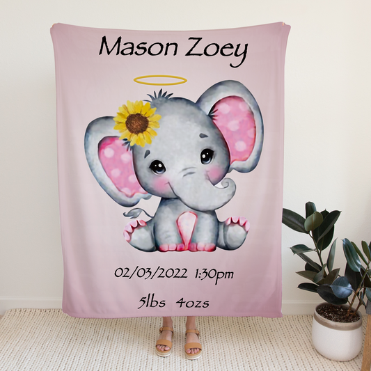 Custom Minky Blankets With Baby's Birth Information