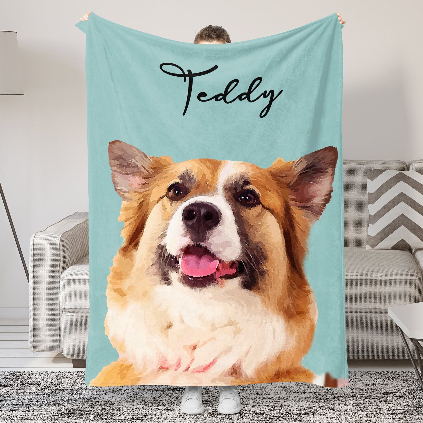 Personalized Pet Photo with Name Blanket for Pet Lover Gifts