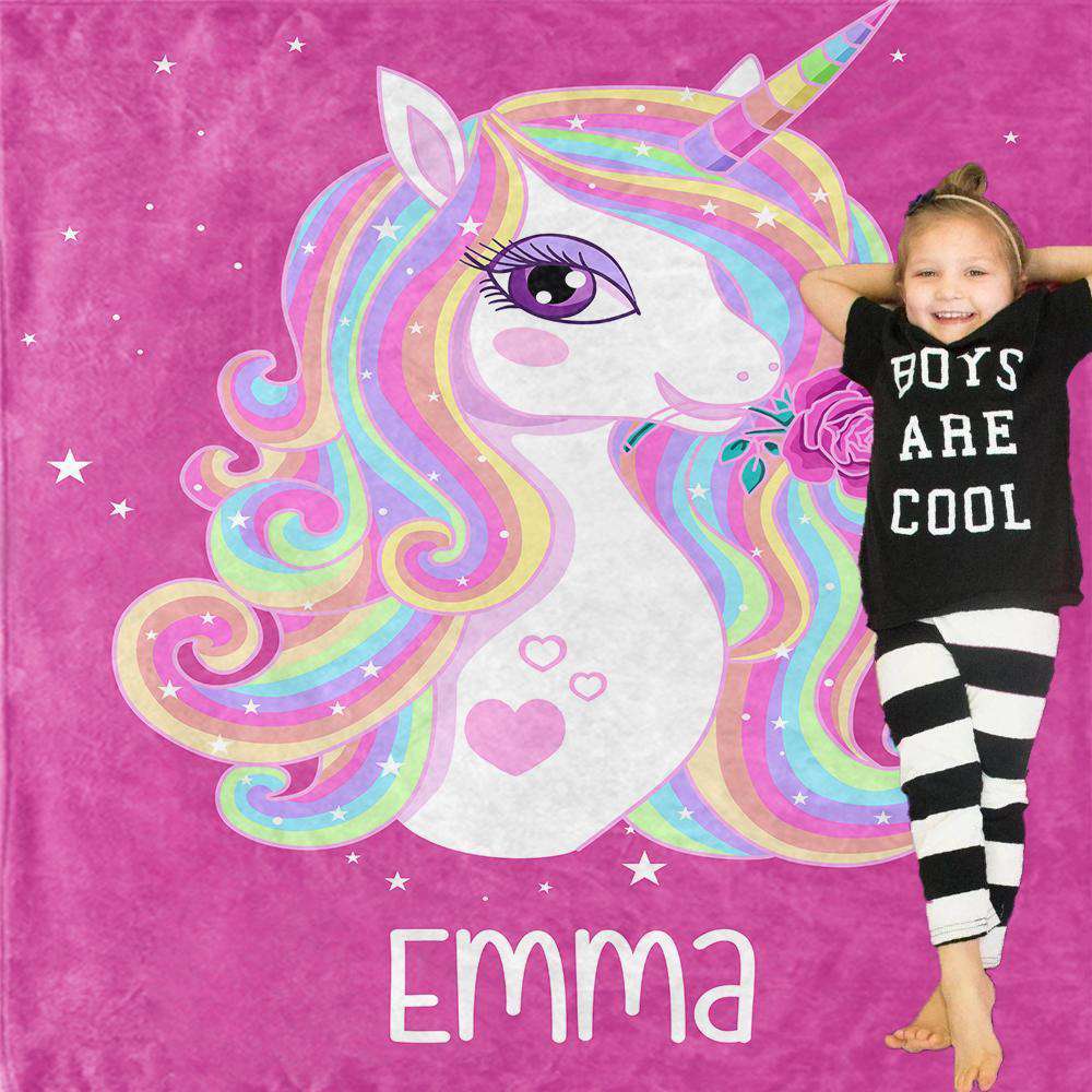 Personalized Magical Unicorn Fleece Blanket 01