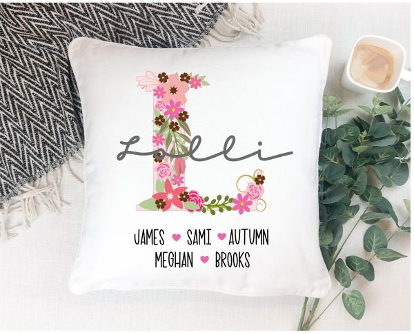 Personalized Mom Grandma Nana Pillow With Initial