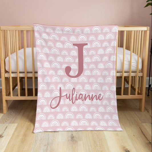 Personalized Fleece Swaddle Bedding Blanket Rainbow