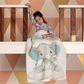 Personalized Elephant Blue Cloud Newborn Baby Girl Children Name Fleece Blanket | 110522