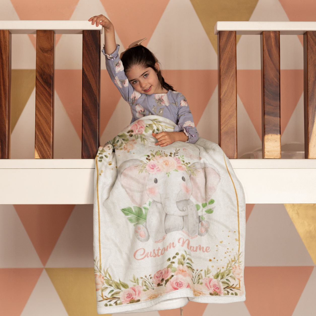 Personalized Sunflower Newborn Baby Girl Children Name Fleece Blanket | 110322