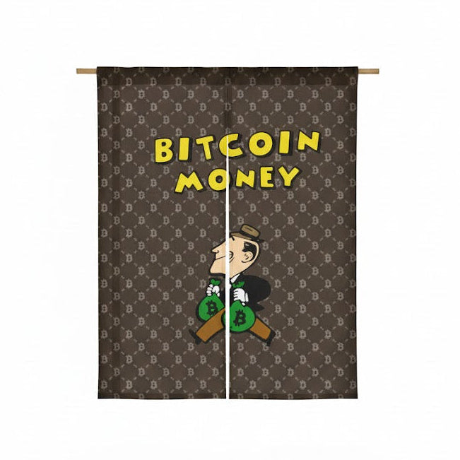 Bitcoin Logo Door Curtain Cartoon Style