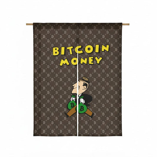 Bitcoin Logo Door Curtain Cartoon Style