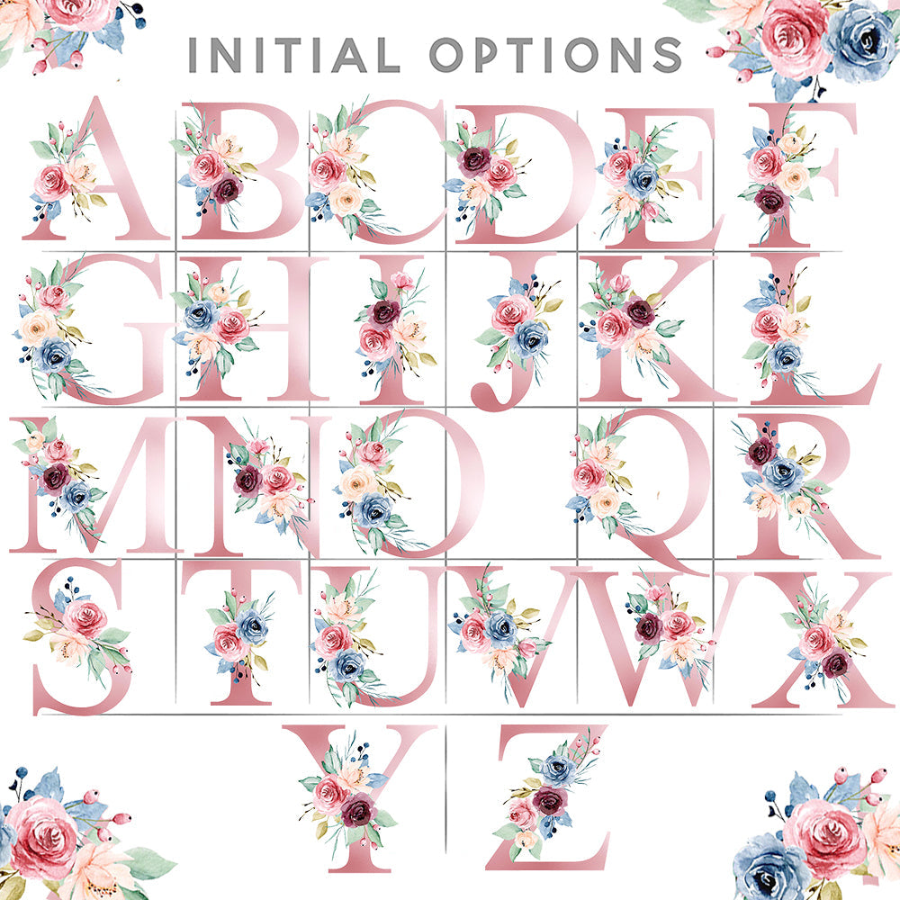 Personalized Floral Theme Baby Onesie Initial With Name