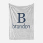 Personalized Fleece Swaddle Bedding Blanket With Initial Navy