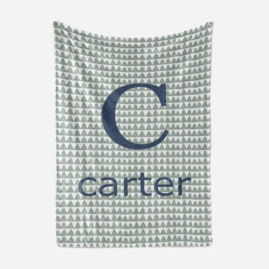 Personalized Fleece Swaddle Bedding Blanket Geometry Elements Green