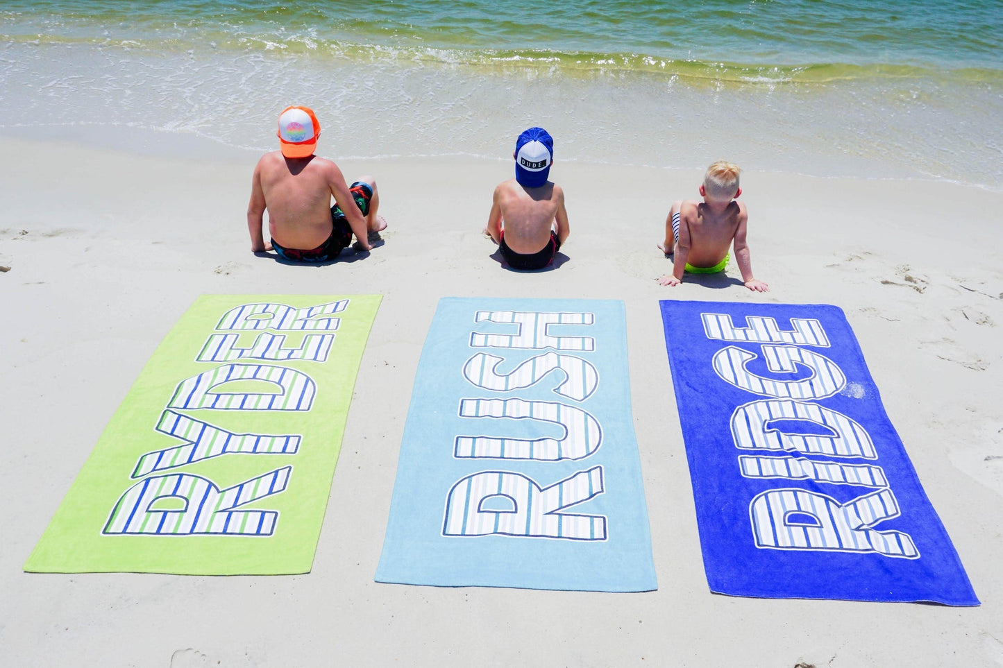 Personalized Beach Towel Striped Letters