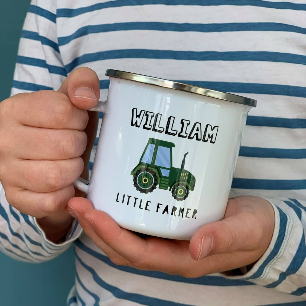 Personalized Enamel Farm Tracktor Theme Mug