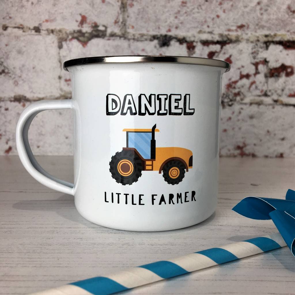 Personalized Enamel Farm Tracktor Theme Mug