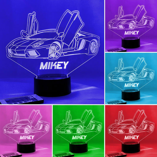 Personalised Lamborghini Colour Change Light LED Bedroom Night Light Boys Girls Mood Lighting Night Lights Night Lights