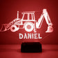 Personalised Backhoe Colour Change Light LED Bedroom Night Light Boys Girls Mood Lighting Backhoe Night Lights