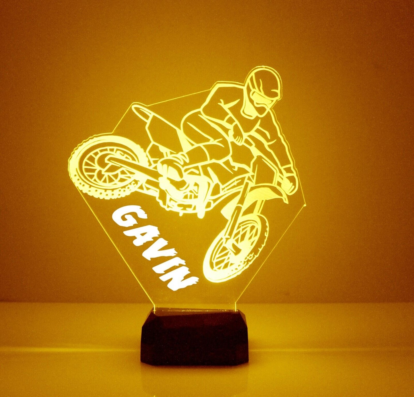 Personalised Dirt Bike Colour Change Light LED Bedroom Night Light Boys Girls Mood Lighting III29