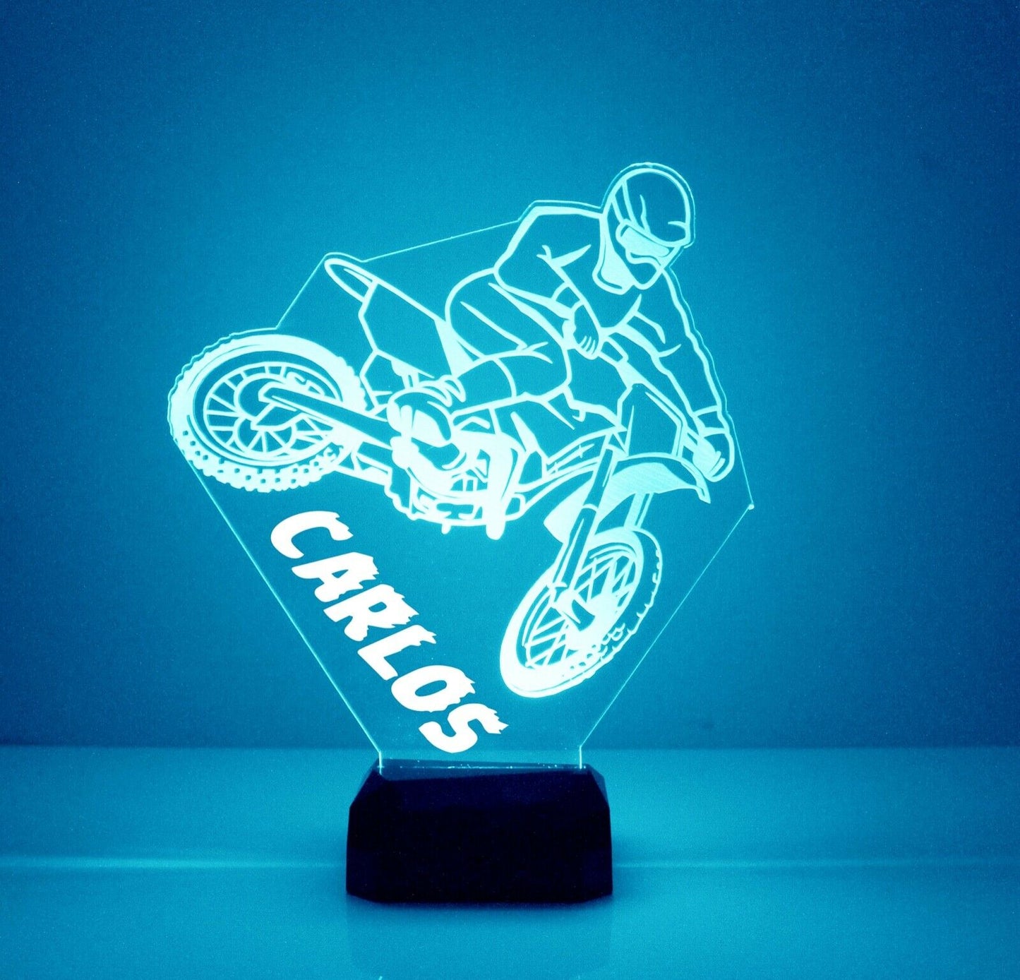 Personalised Dirt Bike Colour Change Light LED Bedroom Night Light Boys Girls Mood Lighting III29