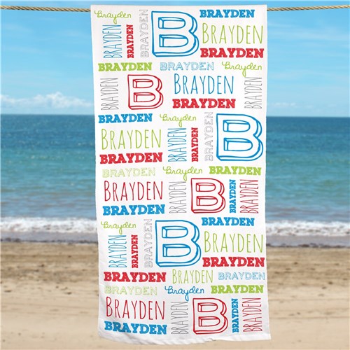Personalized Beach Towel Name Art