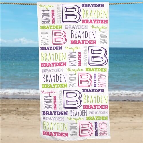 Personalized Beach Towel Name Art