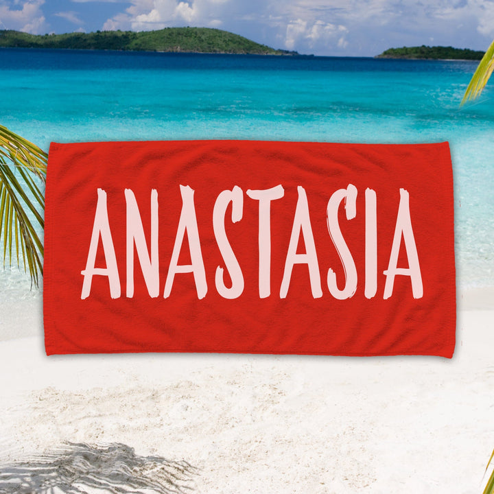 Personalized Beach Towel Simple Color With Name