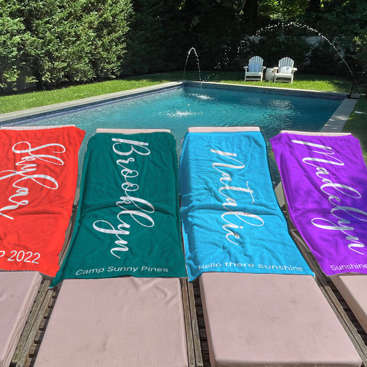 Personalized Beach Towel Simple Color With Quote
