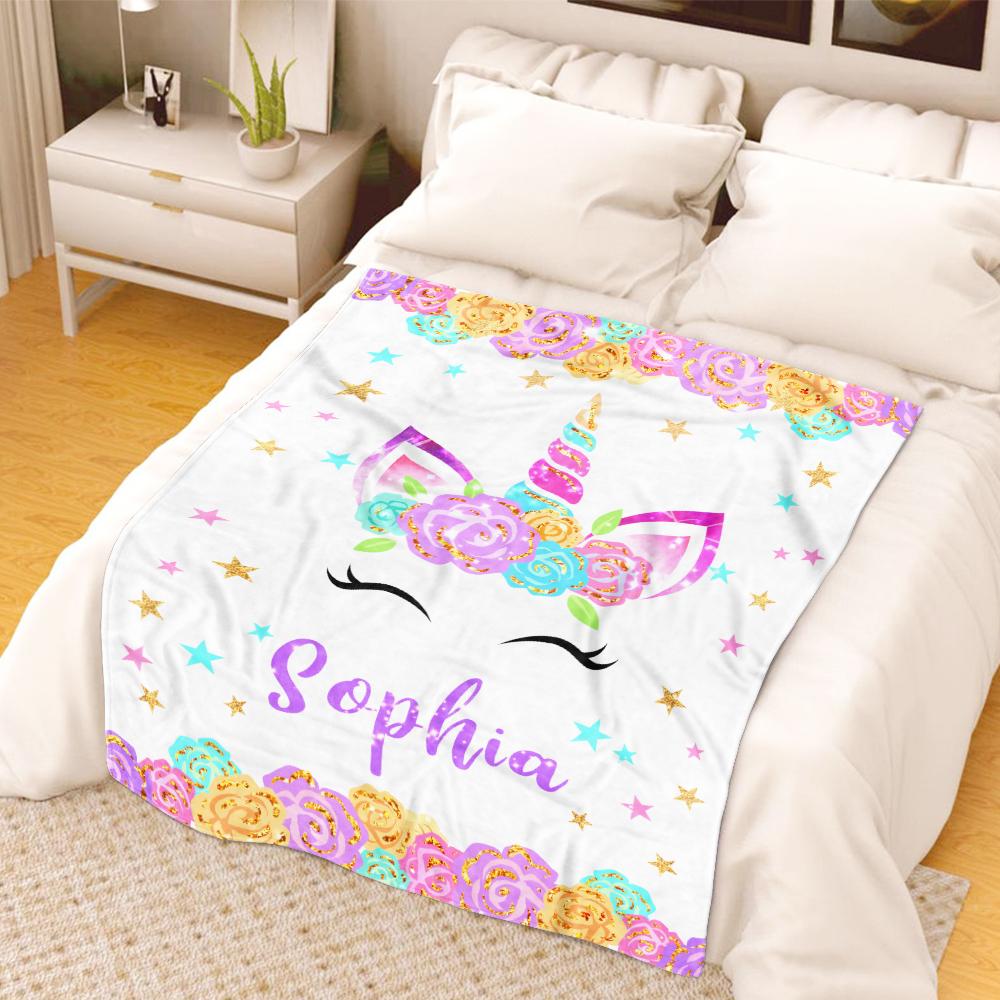 Personalized Magical Unicorn Fleece Blanket 10