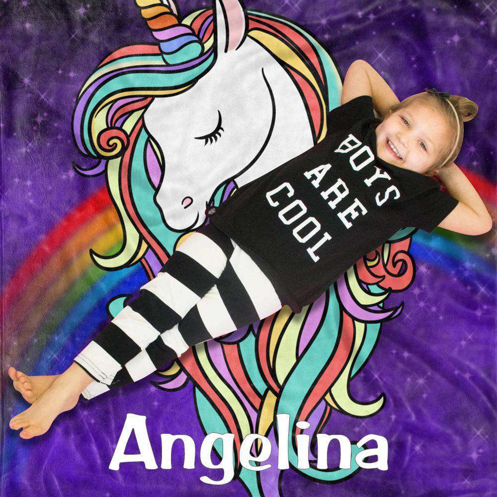 Personalized Magical Unicorn Fleece Blanket 02