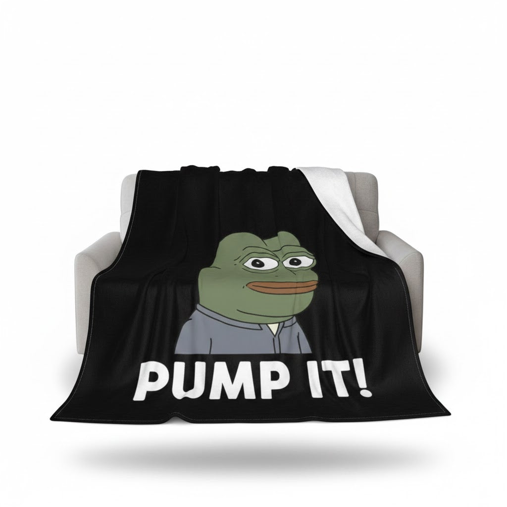 Pepe Meme Fleece Throw Blanket: Cozy Crypto Gift, Winter Home Decor