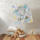 Personalized Elephant Star Cloud Newborn Baby Girl Children Name With Initial Fleece Blanket | 111722