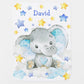 Personalized Elephant Star Cloud Newborn Baby Girl Children Name With Initial Fleece Blanket | 111722