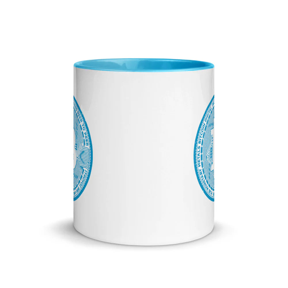 Baby Blue Bitcoin Casascius Coin Colored Mug - 11 oz.