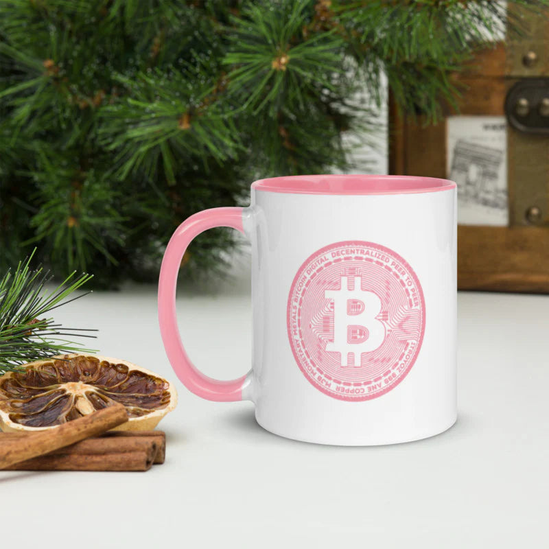 Light Pink Bitcoin Casascius Coin Colored Mug - 11 oz.
