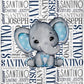 Personalized Weighted Blanket Elephant Name Art Blue